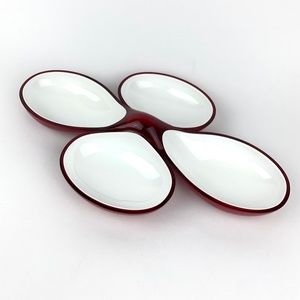 GUZZINI Snack/Dip Bowls Red & White Lucite Interlocking Made in Italy EUC